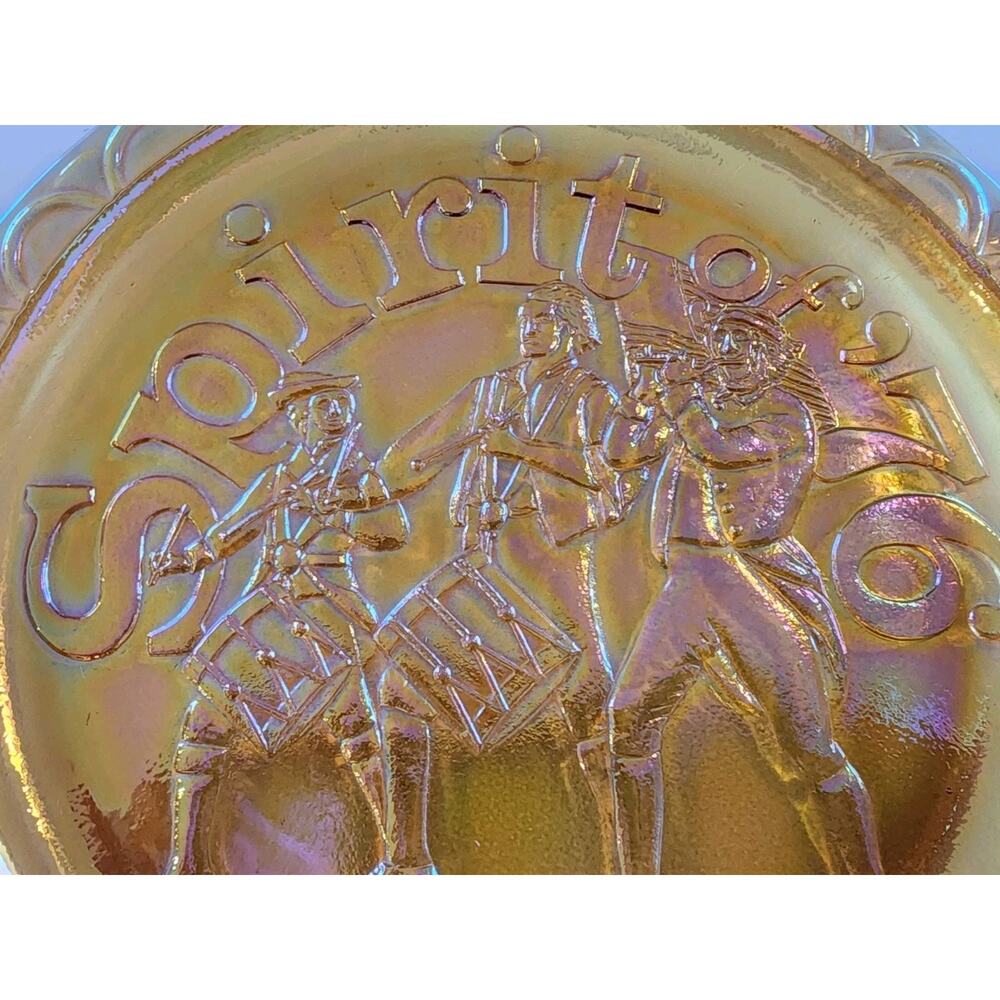 Indiana Carnival Glass Spirit of 76 Plate Drummers Bicentennial Marigold VTG USA